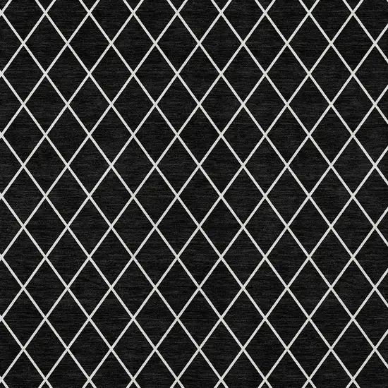 Black And Ivory Geometric Washable Indoor Outdoor Area Rug Photo 6