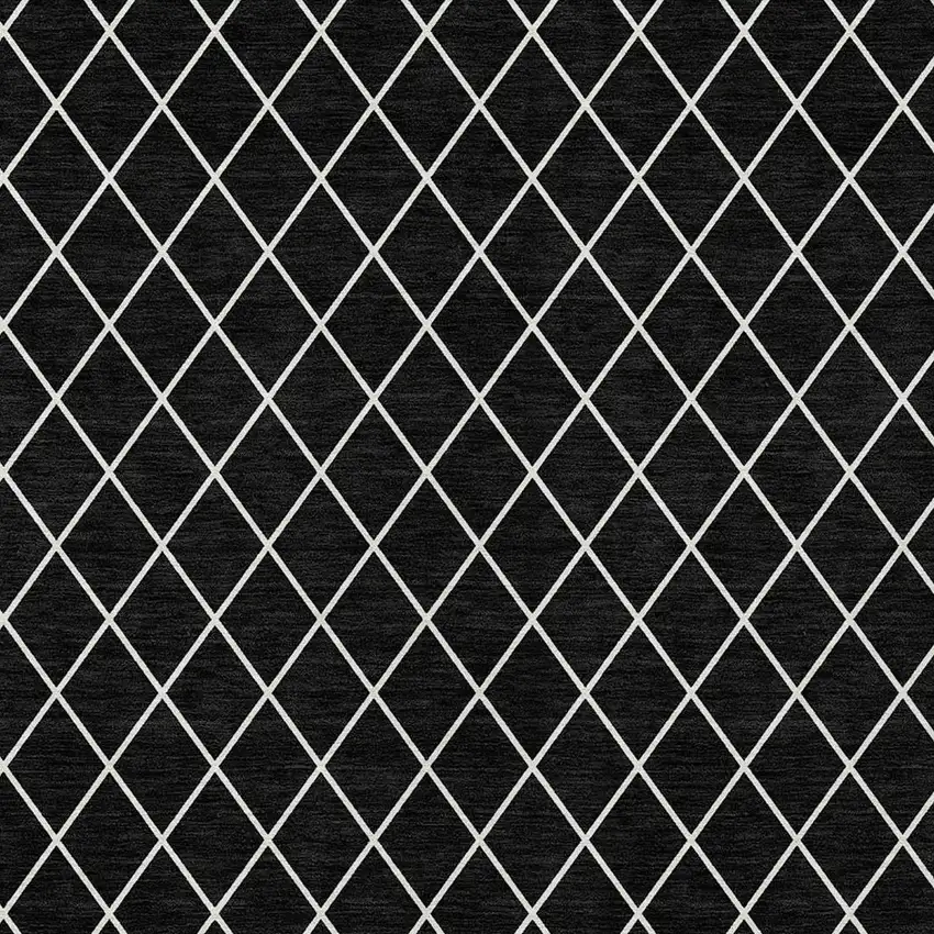 Black And Ivory Geometric Washable Indoor Outdoor Area Rug Photo 6