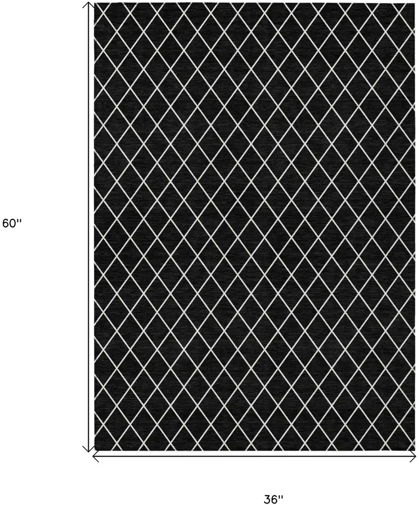 Black And Ivory Geometric Washable Indoor Outdoor Area Rug Photo 7