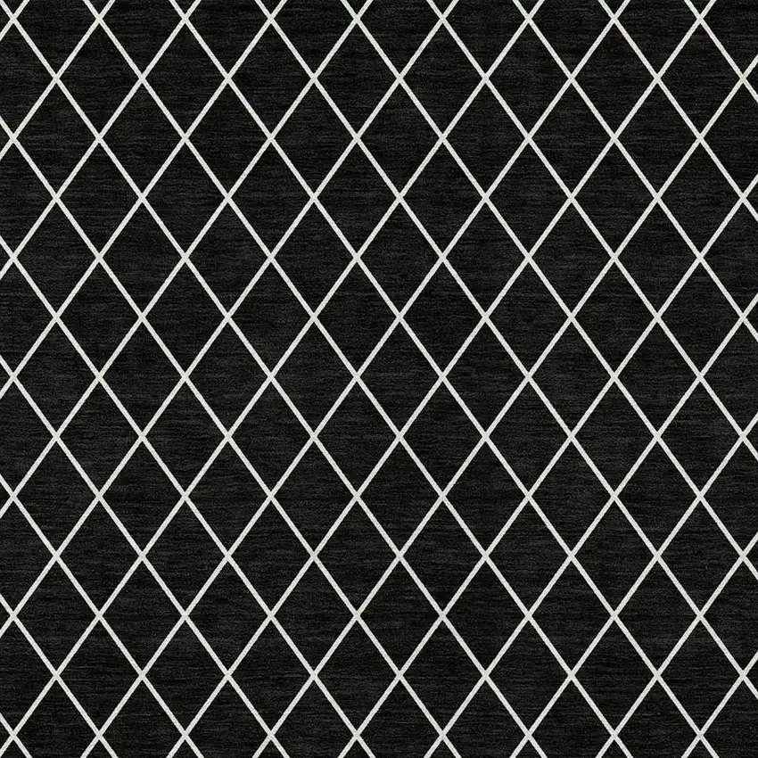Black And Ivory Geometric Washable Indoor Outdoor Area Rug Photo 6