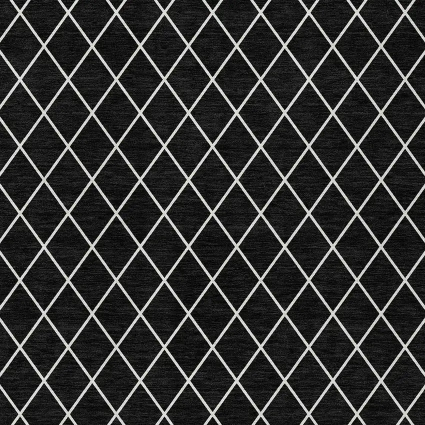 Black And Ivory Geometric Washable Indoor Outdoor Area Rug Photo 6