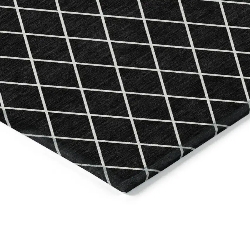 Black And Ivory Geometric Washable Indoor Outdoor Area Rug Photo 4