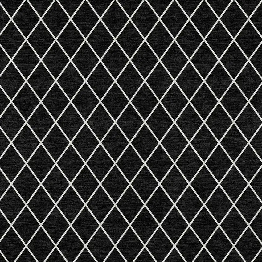 Black And Ivory Geometric Washable Indoor Outdoor Area Rug Photo 6