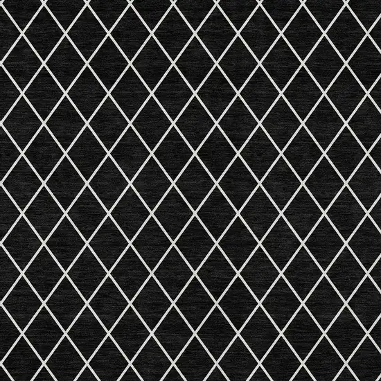 Black And Ivory Geometric Washable Indoor Outdoor Area Rug Photo 6