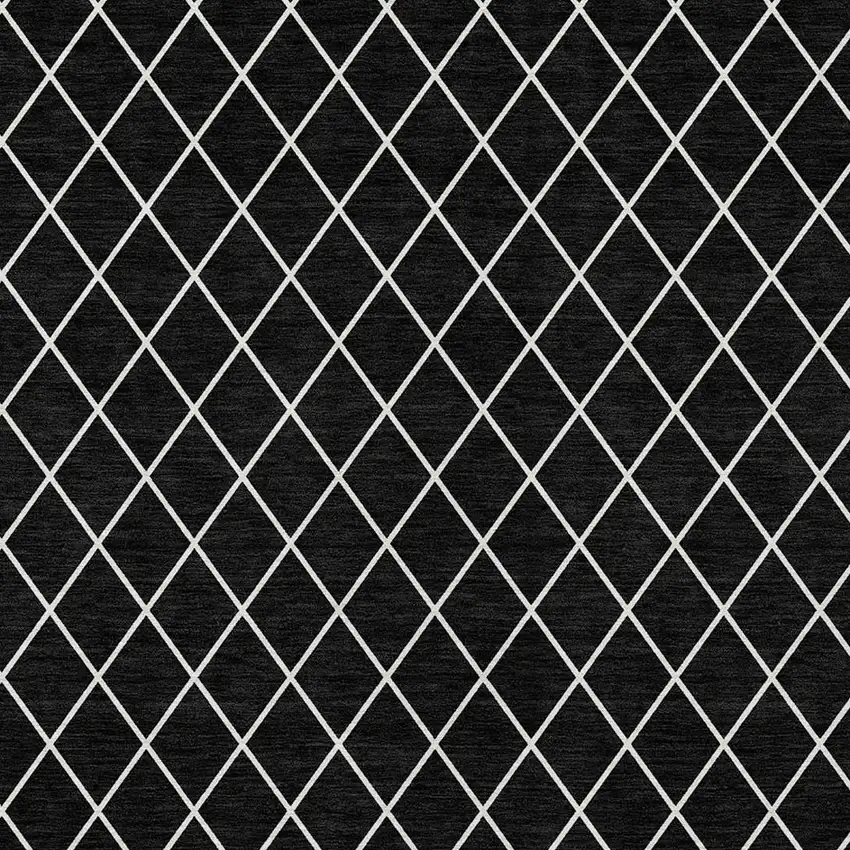 Black And Ivory Geometric Washable Indoor Outdoor Area Rug Photo 6