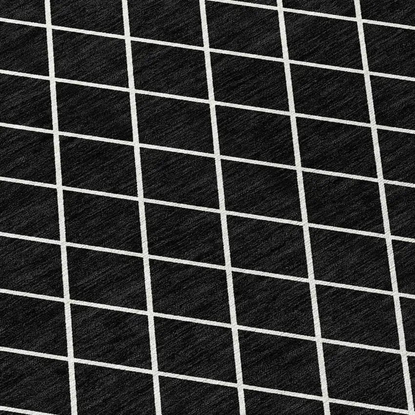 Black And Ivory Geometric Washable Indoor Outdoor Area Rug Photo 5