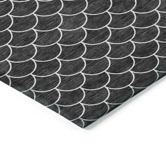 Black And Ivory Geometric Washable Indoor Outdoor Area Rug Photo 4