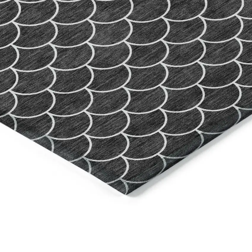 Black And Ivory Geometric Washable Indoor Outdoor Area Rug Photo 4