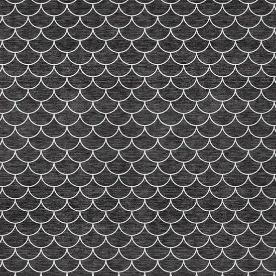 Black And Ivory Geometric Washable Indoor Outdoor Area Rug Photo 7