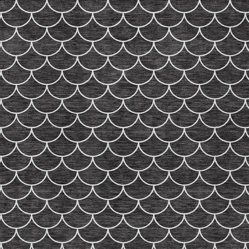 Black And Ivory Geometric Washable Indoor Outdoor Area Rug Photo 6