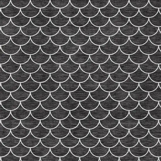 Black And Ivory Geometric Washable Indoor Outdoor Area Rug Photo 6