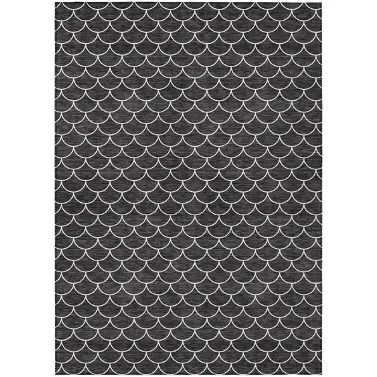 Black And Ivory Geometric Washable Indoor Outdoor Area Rug Photo 2