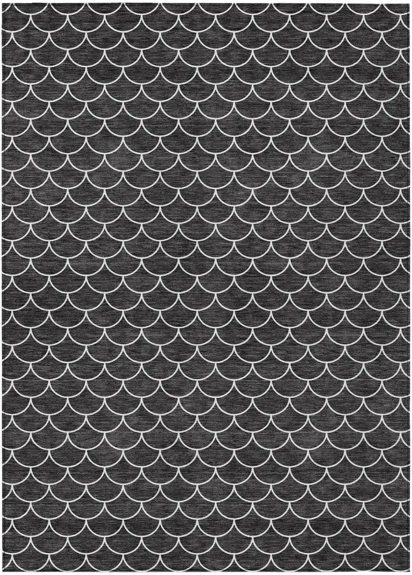 Black And Ivory Geometric Washable Indoor Outdoor Area Rug Photo 2