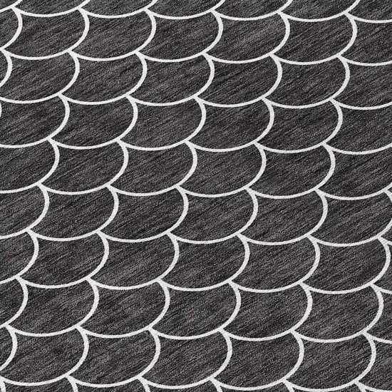 Black And Ivory Geometric Washable Indoor Outdoor Area Rug Photo 5