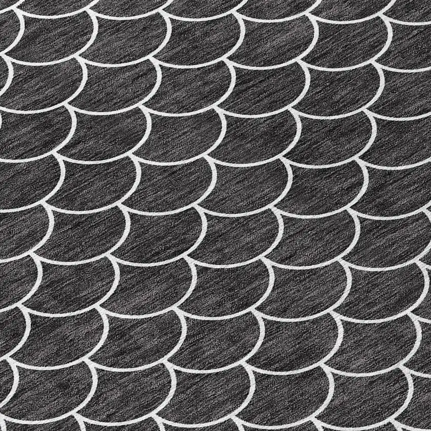 Black And Ivory Geometric Washable Indoor Outdoor Area Rug Photo 5