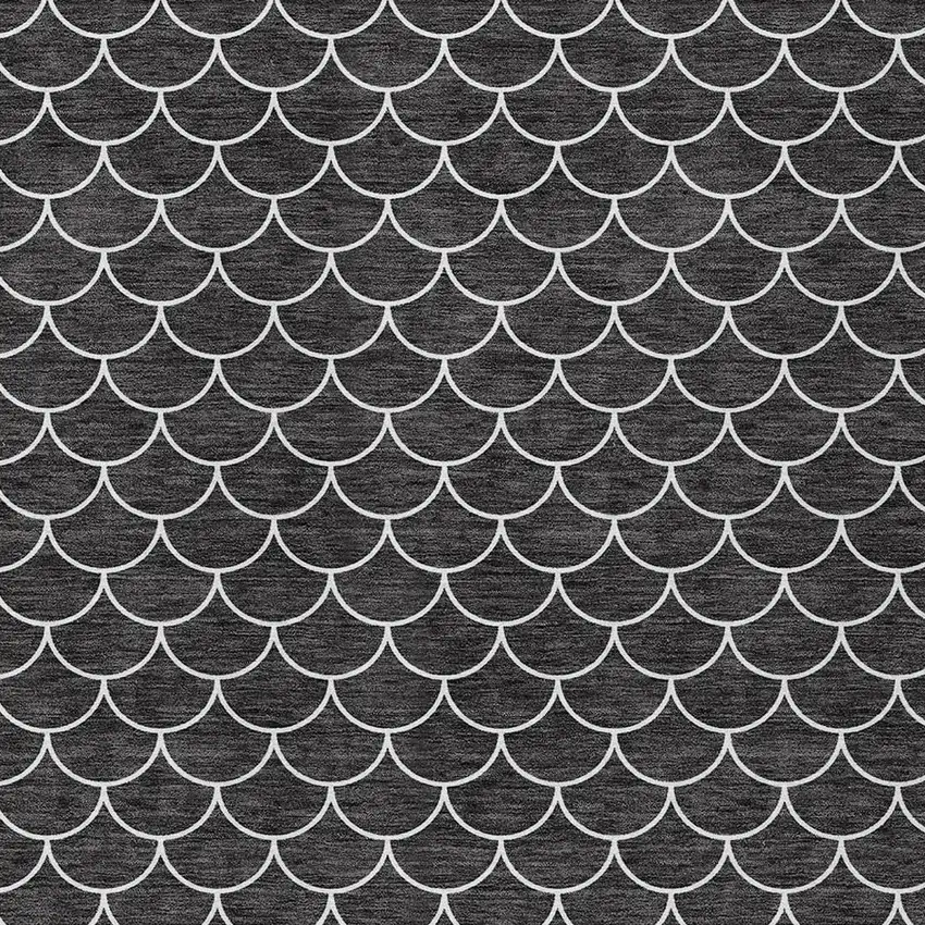Black And Ivory Geometric Washable Indoor Outdoor Area Rug Photo 6