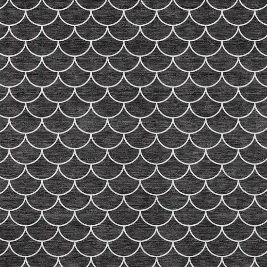 Black And Ivory Geometric Washable Indoor Outdoor Area Rug Photo 6