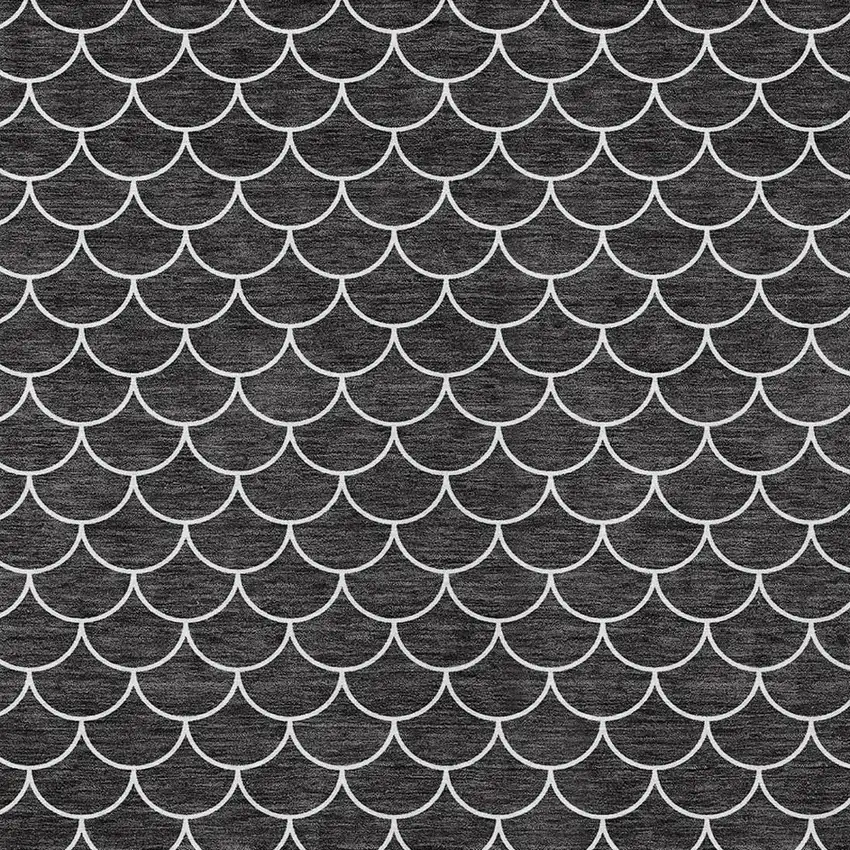 Black And Ivory Geometric Washable Indoor Outdoor Area Rug Photo 6