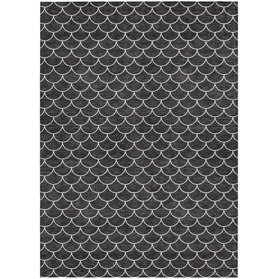 Black And Ivory Geometric Washable Indoor Outdoor Area Rug Photo 7