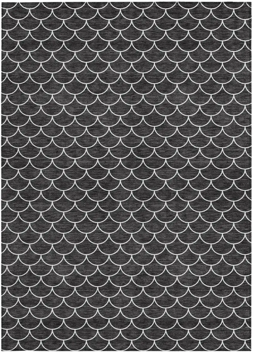 Black And Ivory Geometric Washable Indoor Outdoor Area Rug Photo 7
