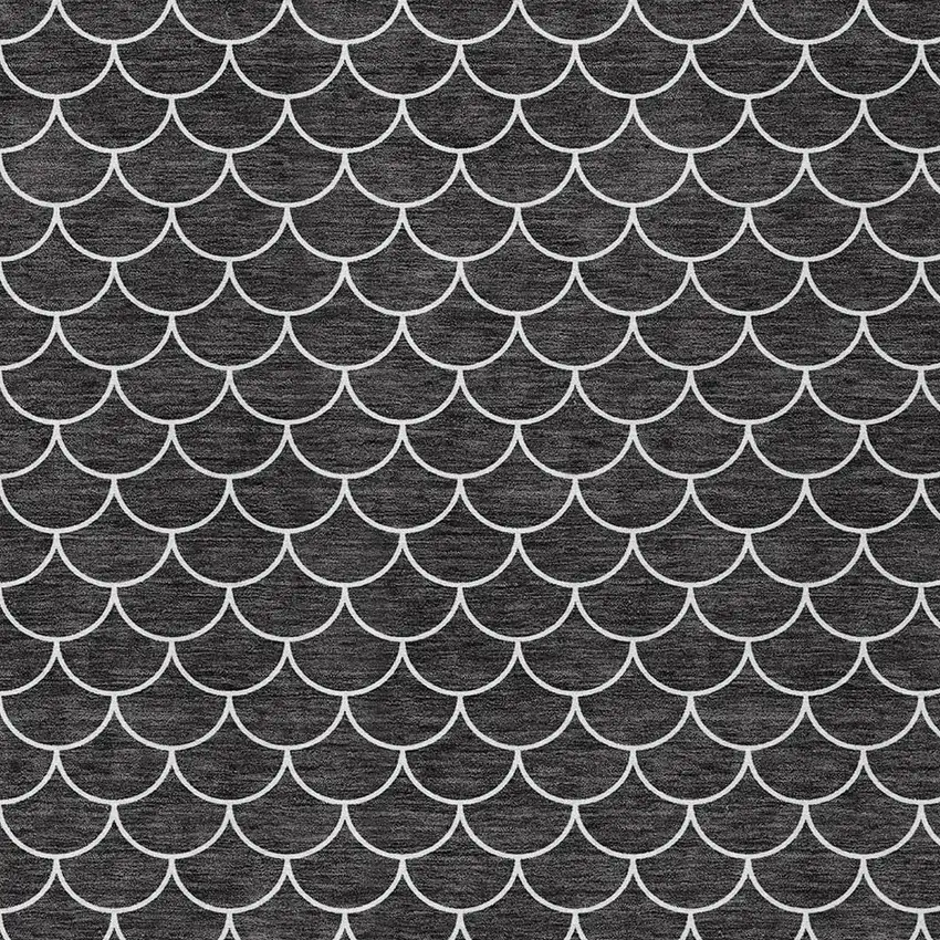 Black And Ivory Geometric Washable Indoor Outdoor Area Rug Photo 6
