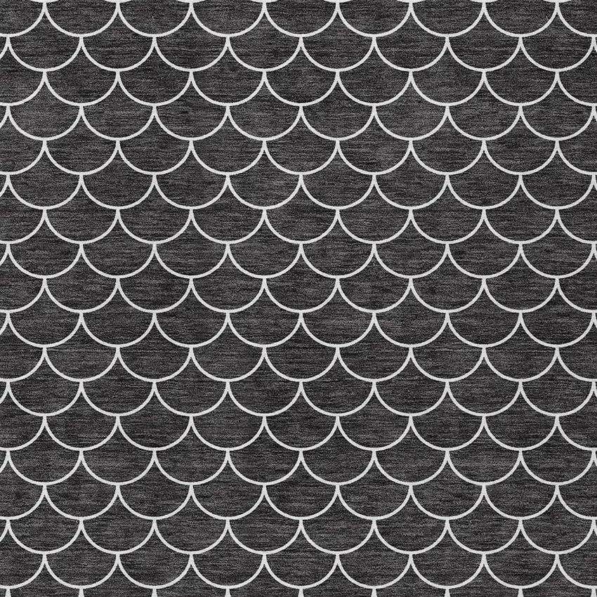 Black And Ivory Geometric Washable Indoor Outdoor Area Rug Photo 6