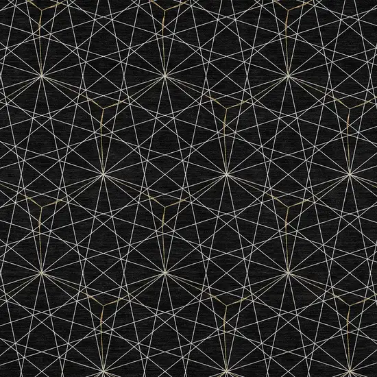 Black And Ivory Geometric Washable Indoor Outdoor Area Rug Photo 5