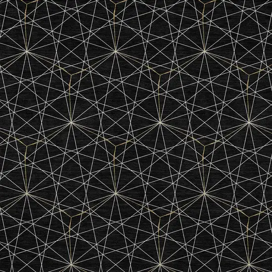 Black And Ivory Geometric Washable Indoor Outdoor Area Rug Photo 5