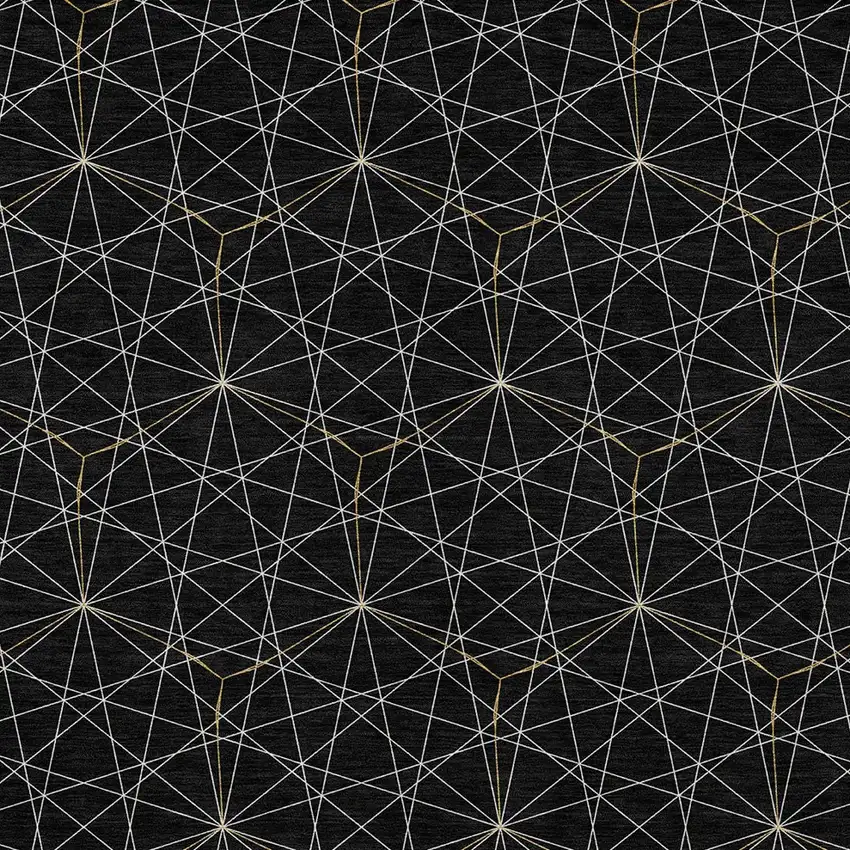 Black And Ivory Geometric Washable Indoor Outdoor Area Rug Photo 5