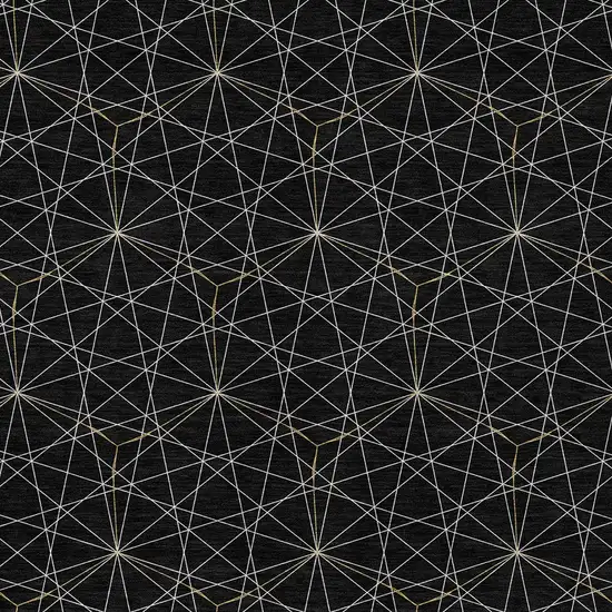 Black And Ivory Geometric Washable Indoor Outdoor Area Rug Photo 5