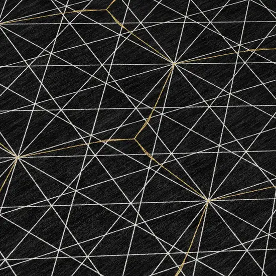 Black And Ivory Geometric Washable Indoor Outdoor Area Rug Photo 7
