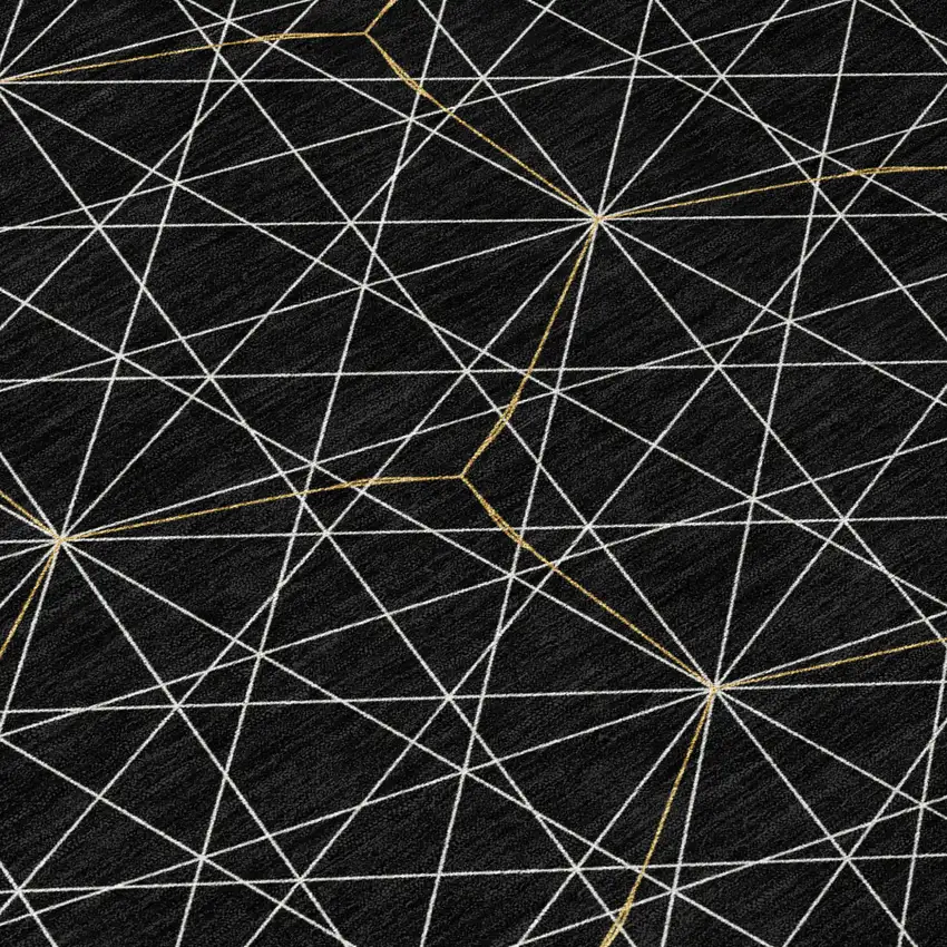 Black And Ivory Geometric Washable Indoor Outdoor Area Rug Photo 7