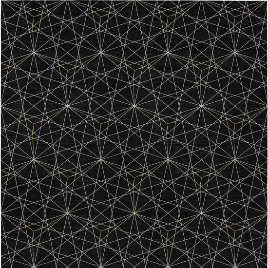 Black And Ivory Geometric Washable Indoor Outdoor Area Rug Photo 6
