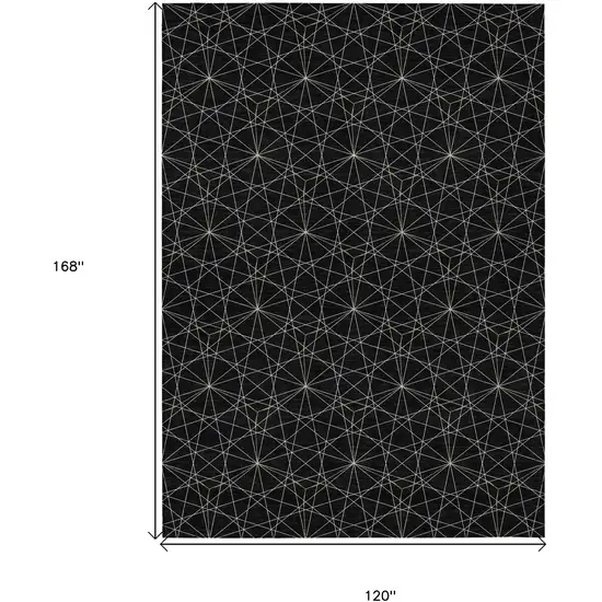 Black And Ivory Geometric Washable Indoor Outdoor Area Rug Photo 3