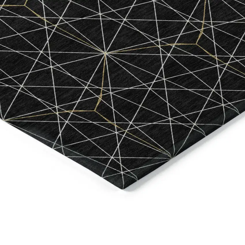 Black And Ivory Geometric Washable Indoor Outdoor Area Rug Photo 4