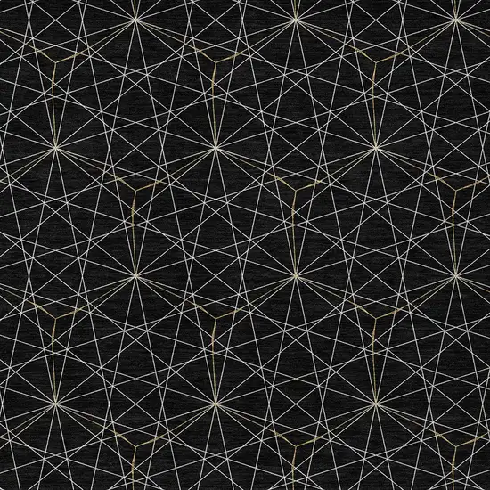 Black And Ivory Geometric Washable Indoor Outdoor Area Rug Photo 5