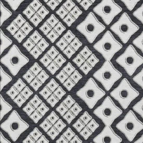 Black And Ivory Geometric Washable Indoor Outdoor Area Rug Photo 6