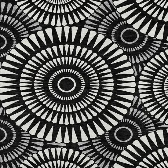 Black And Ivory Geometric Washable Indoor Outdoor Area Rug Photo 8