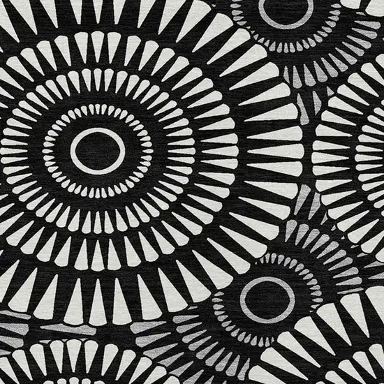 Black And Ivory Geometric Washable Indoor Outdoor Area Rug Photo 7