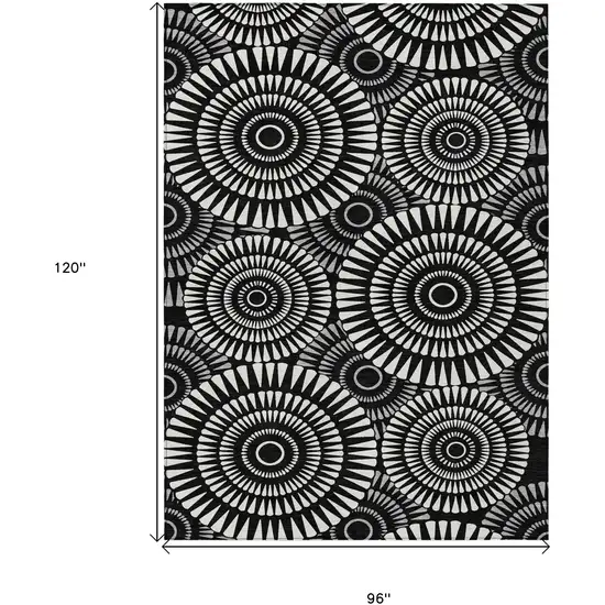 Black And Ivory Geometric Washable Indoor Outdoor Area Rug Photo 3
