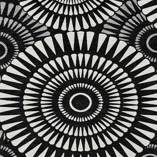Black And Ivory Geometric Washable Indoor Outdoor Area Rug Photo 7