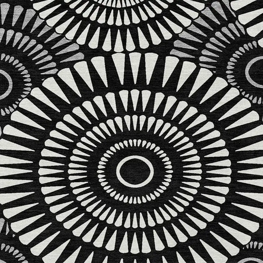 Black And Ivory Geometric Washable Indoor Outdoor Area Rug Photo 7