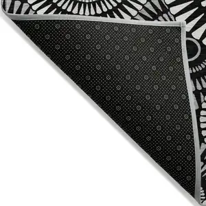 Photo of Black And Ivory Geometric Washable Indoor Outdoor Area Rug