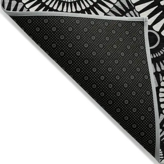 Black And Ivory Geometric Washable Indoor Outdoor Area Rug Photo 4