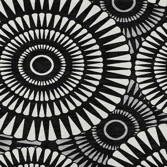 Black And Ivory Geometric Washable Indoor Outdoor Area Rug Photo 7