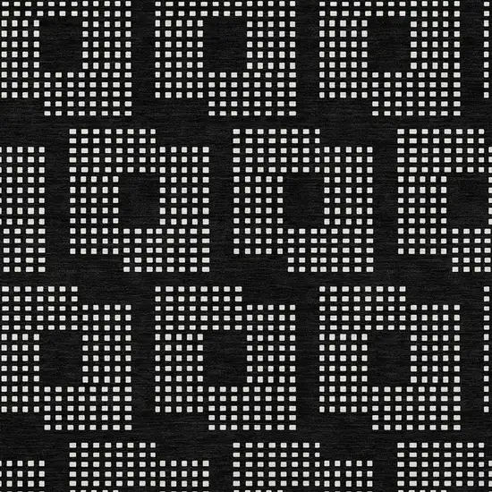 Black And Ivory Geometric Washable Indoor Outdoor Area Rug Photo 6