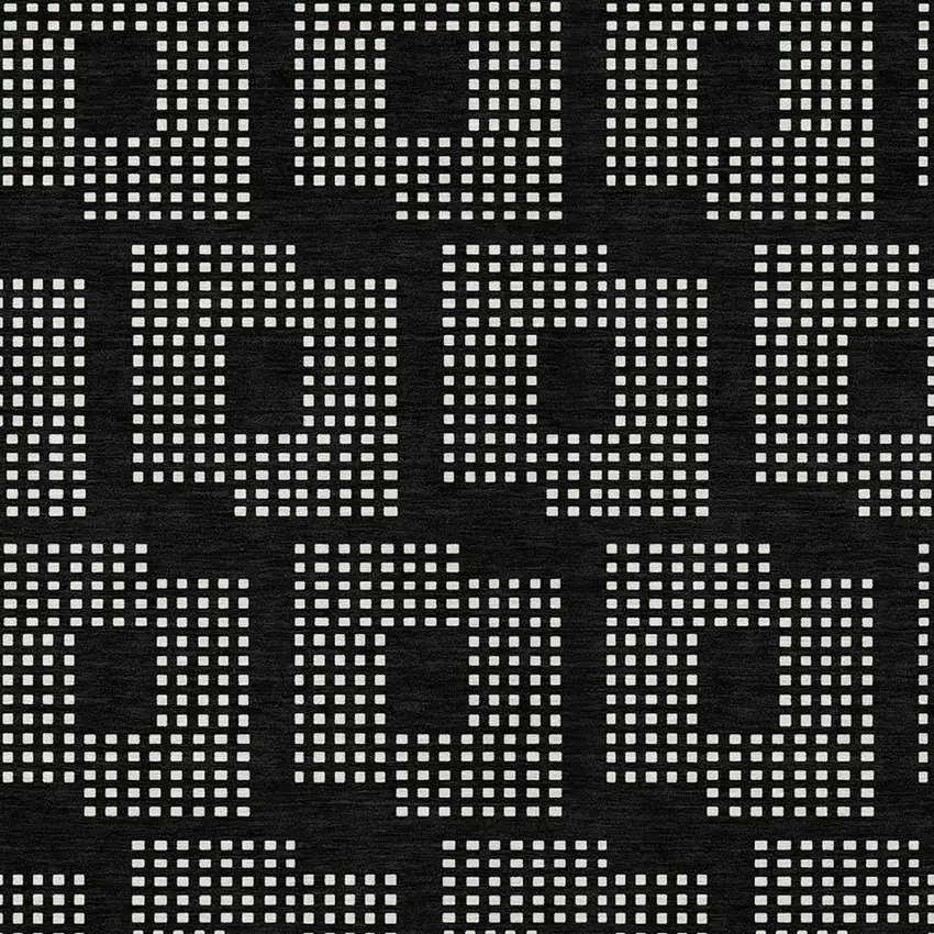 Black And Ivory Geometric Washable Indoor Outdoor Area Rug Photo 6