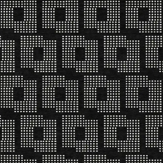 Black And Ivory Geometric Washable Indoor Outdoor Area Rug Photo 6