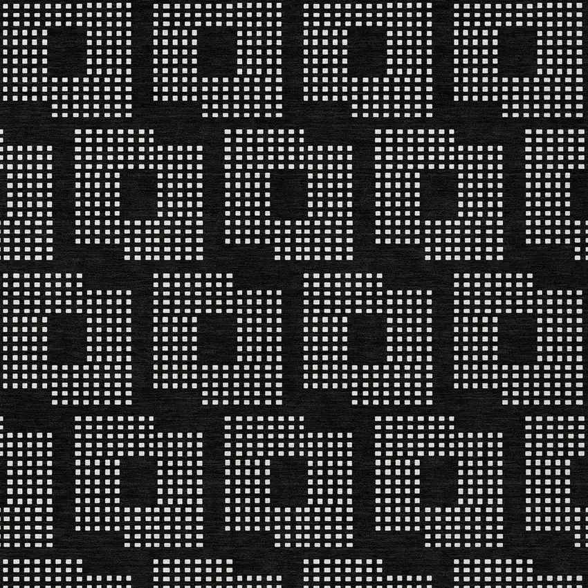 Black And Ivory Geometric Washable Indoor Outdoor Area Rug Photo 7