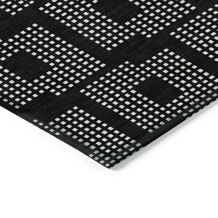 Black And Ivory Geometric Washable Indoor Outdoor Area Rug Photo 5